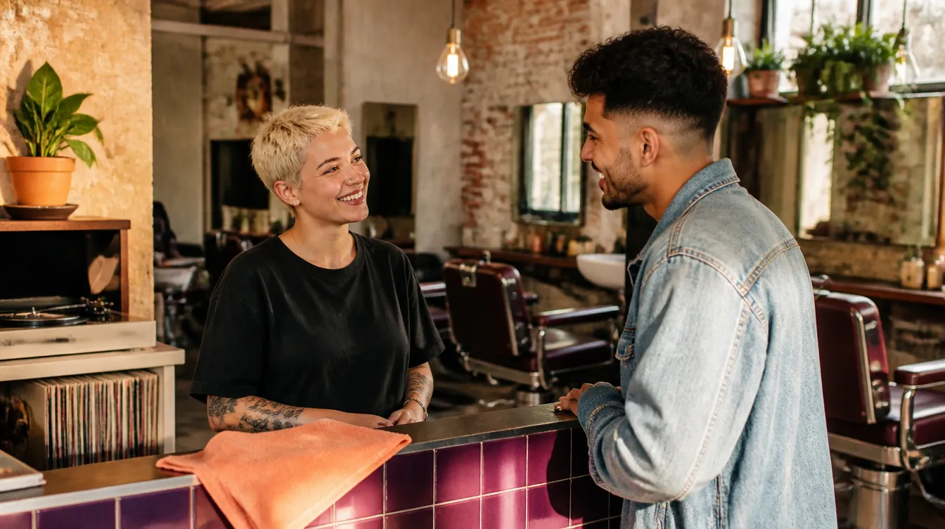 Empfang in einem jungen Salon, das Telefon liegt bereit